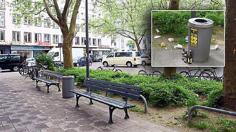 Um diese Bänke geht es: Sitzgelegenheiten an der Ecke Walterstraße/Goetheplatz.