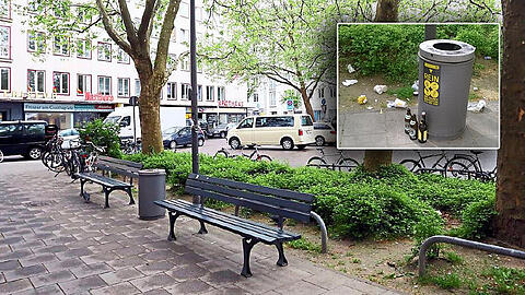 Um diese Bänke geht es: Sitzgelegenheiten an der Ecke Walterstraße/Goetheplatz.