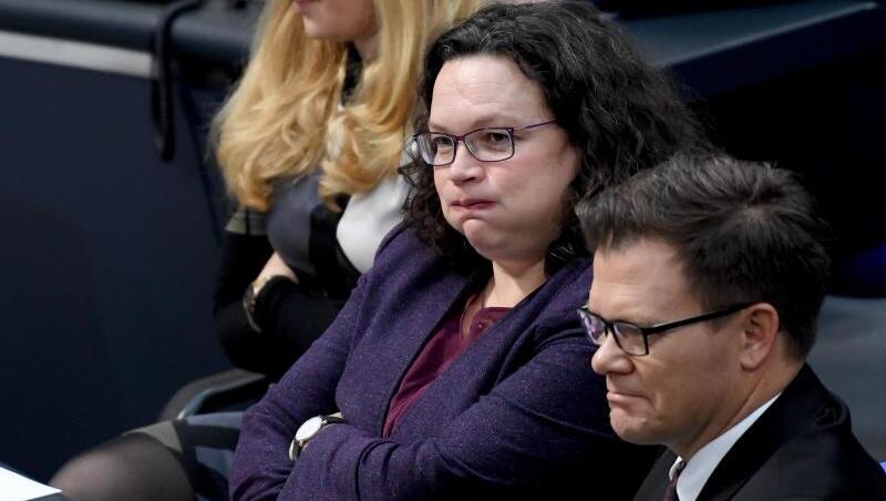 Andrea Nahles, SPD-Vorsitzende und Vorsitzende der SPD-Bundestagsfraktion im Bundestag. Andrea Nahles, SPD-Vorsitzende und Vorsitzende der SPD-Bundestagsfraktion im Bundestag.