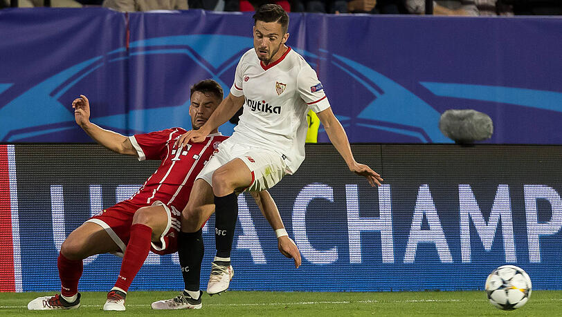 "Abgekocht": Juan Bernat verliert einen folgenschweren Zweikampf gegen Pablo Sarabia (FC Sevilla).