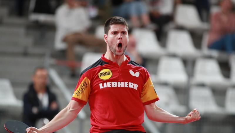 Dimitrij Ovtcharov feiert den Halbfinaleinzug in Nantes. Dimitrij Ovtcharov feiert den Halbfinaleinzug in Nantes.