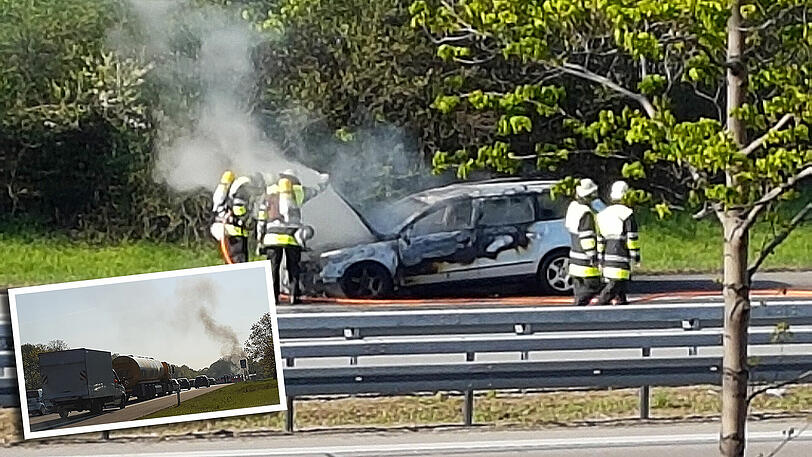 Der Pkw-Brand sorgte für Chaos im Berufsverkehr.