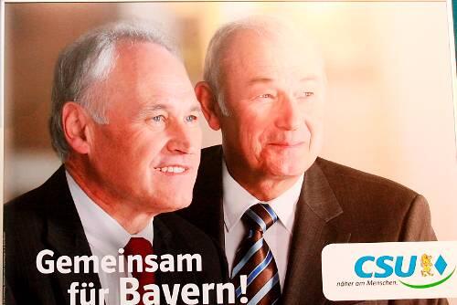 Wurde in der CSU als Gruftie-Motiv verspottet: Wahlplakat des Tandems Huber und Beckstein.