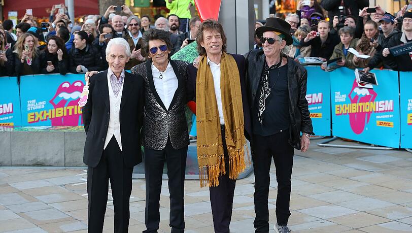 Charlie Watts, Ronnie Wood, Mick Jagger und Keith Richards lassen sich feiern Charlie Watts, Ronnie Wood, Mick Jagger und Keith Richards lassen sich feiern