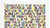 Typisch für Oliver Bochners Bilder im Lehel sind die bunten Farben und Buchstaben. Typisch für Oliver Bochners Bilder im Lehel sind die bunten Farben und Buchstaben.
