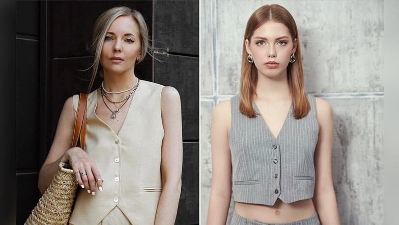 Ein It-Piece, zwei Styling-Varianten: Die Anzugweste kann sowohl seriös als auch sexy gestylt werden. Ein It-Piece, zwei Styling-Varianten: Die Anzugweste kann sowohl seriös als auch sexy gestylt werden.