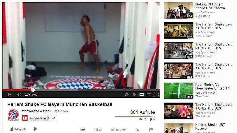 Auch die Basketballer vom FC Bayern sind dabei. Vortänzer Demond Greene macht den Harlem Shake. Auch die Basketballer vom FC Bayern sind dabei. Vortänzer Demond Greene macht den Harlem Shake.