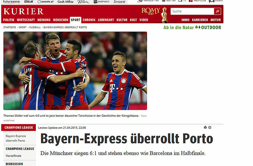 Der FC Bayern - ein Express! So sieht's der österreichische Kurier.