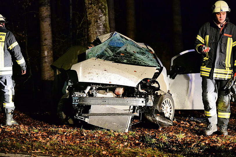 Unfall in der Gemeinde Egerer: Der Fahrer wurde bei dem Crash schwer verletzt. Die Bilder vom Unfallort.