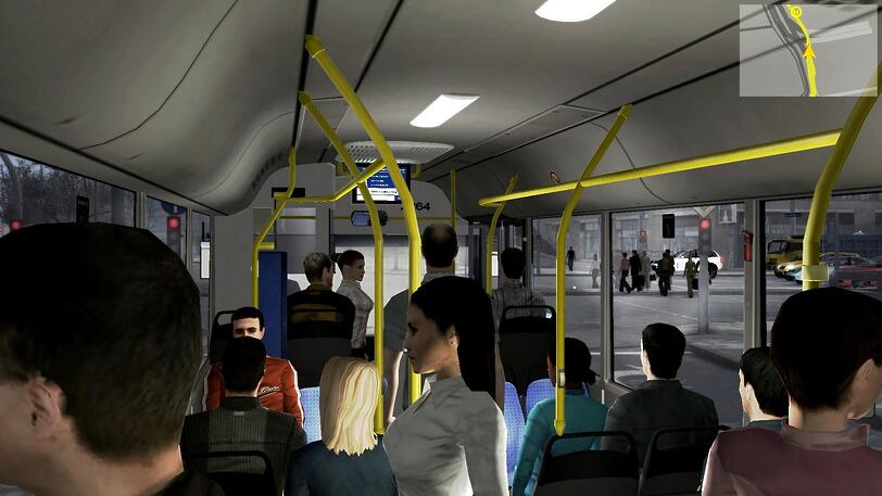 Ein Blick in den vollbesetzten Simulator-Bus.