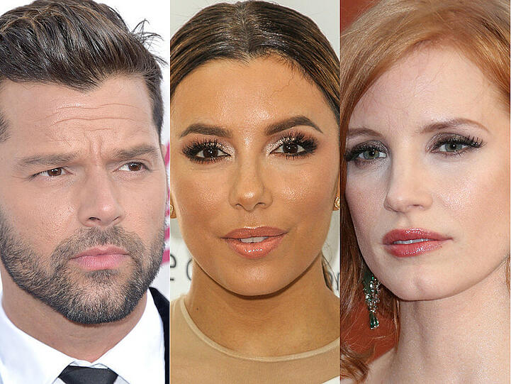 Unter anderem Ricky Martin, Eva Longoria und Jessica Chastain (v.l.) meldeten sich nach dem Amoklauf in Roseburg zu Wort