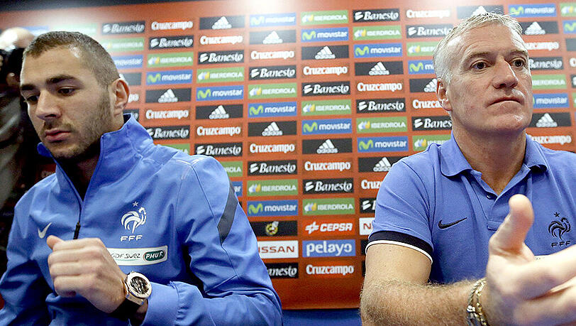 "Ich komme sehr gut mit ihm zurecht", sagt Karim Benzema (links) über Didier Deschamps. "Ich komme sehr gut mit ihm zurecht", sagt Karim Benzema (links) über Didier Deschamps.