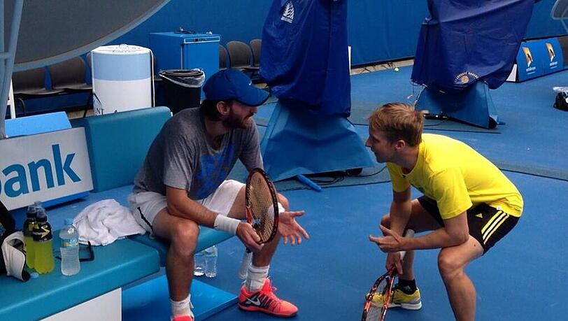 Trainingsstunde in Australien: Christopher Kas (l.) und Oliver Pocher