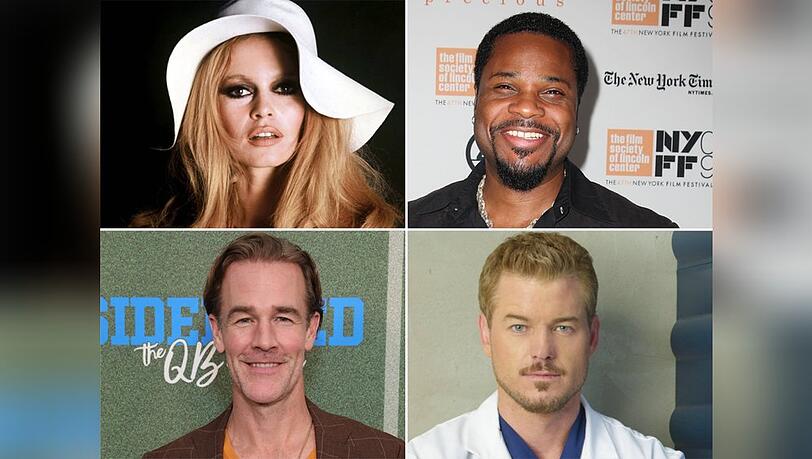 Brigitte Bardot, Malcolm-Jamal Warner, James Van Der Beek und Eric Dane wurden im Programmpunkt "In Memoriam" nicht erw&auml;hnt (von oben links im Uhrzeigersinn).