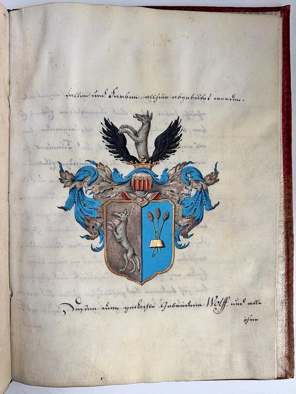Der Adelsbrief mit dem Wappen.