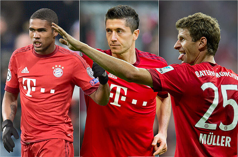 Douglas Costa, Robert Lewandowski, Thomas Müller - kurz: Europas gefährlichstes Sturm-Trio.