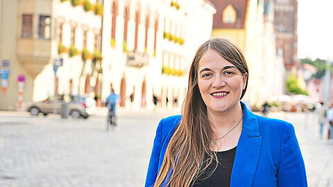 Ronja Endres bei einem Besuch in Landshut, wo demnächst der Parteitag der Bayern-SPD stattfindet.