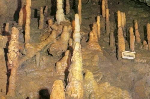 Die Stalagmiten in der Bing-Hoehle wuchsen jahrtausendelang, ehe sie ihre heutige Groeße erreicheten.