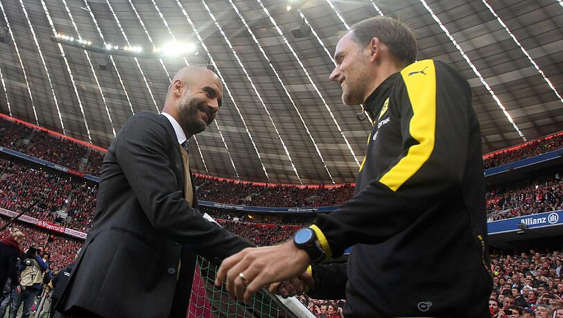 Topspiel und Trainer-Duell: Am Samstag muss Tabellenführer FC Bayern von Pep Guardiola beim Zweitplatzierten Borussia Dortmund mit Thomas Tuchel antreten. Topspiel und Trainer-Duell: Am Samstag muss Tabellenführer FC Bayern von Pep Guardiola beim Zweitplatzierten Borussia Dortmund mit Thomas Tuchel antreten.