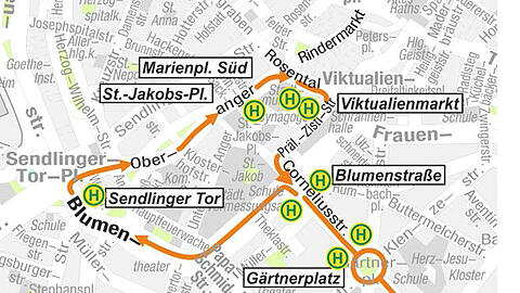 Die neue Routenführung des 52er Bus'.