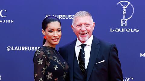 Strahlend posierten Lilian de Carvalho Monteiro und Boris Becker im spanischen Madrid am Ostermontag für die Fotografen.
