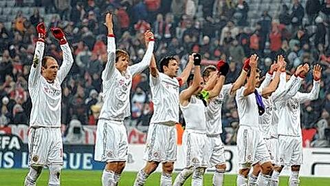 Wollen auch in Manchester jubeln: Robben, Badstuber, van Bommel, Ribéry, Schweinsteiger, Klose, Lahm, van Buyten (v.l.).