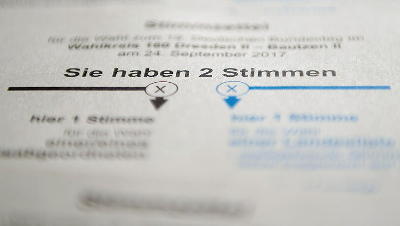 Stimmzettel für die Bundestagswahl. Stimmzettel für die Bundestagswahl.