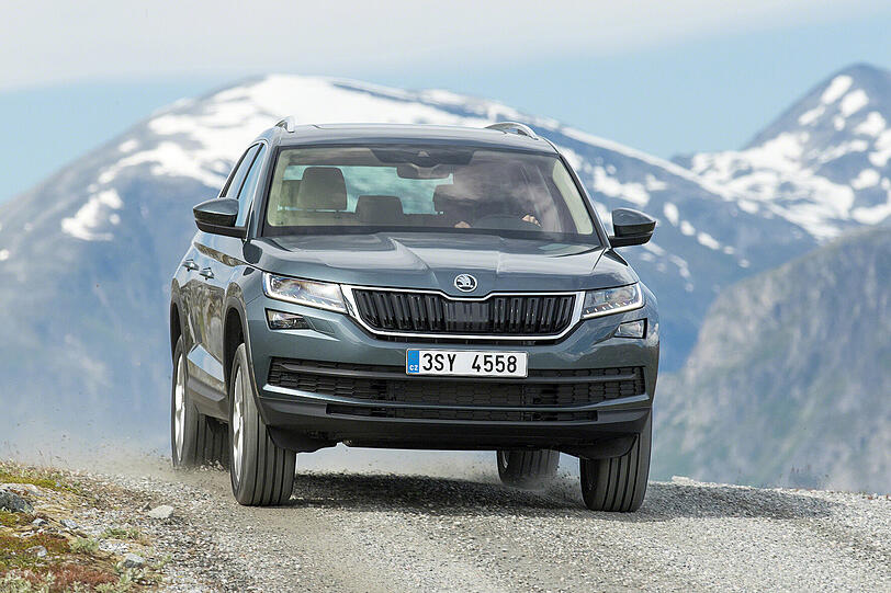Überzeugender Auftritt mit dem aktuellen Skoda-Markengesicht: Der Kodiaq ist das erste große SUV der tschechischen VW-Tochter.