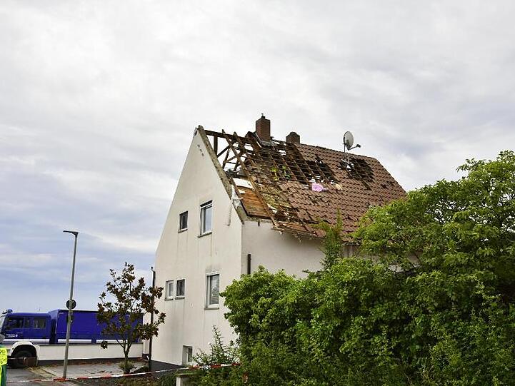 Sturmschäden in Bobenheim am Berg in Rheinland-Pfalz.