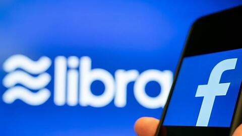 Die Logos von Facebook und der Digitalwährung Libra.