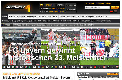 Sport1 titelt: "FC Bayern gewinnt historischen 23. Meistertitel".