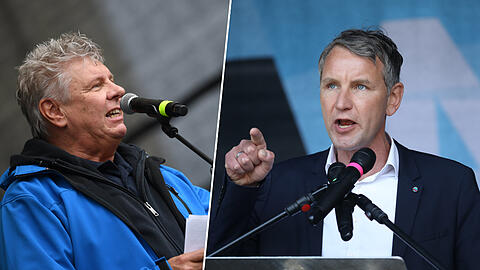 Erteilte unter anderem AfD-Mann Björn Höcke (r.) Hausverbot: Münchens Oberbürgermeister Dieter Reiter (l., SPD).
