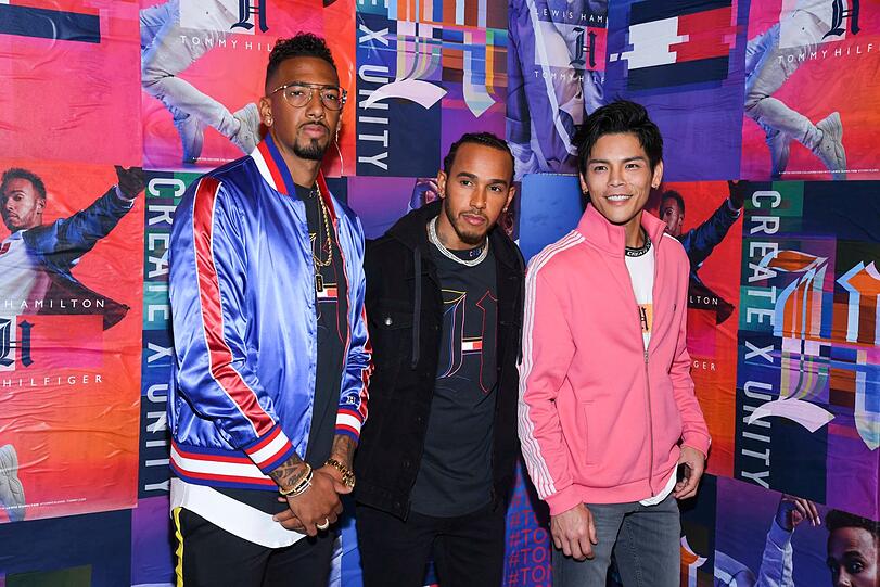 Jérôme Boateng, Lewis Hamilton und Jacky Heung