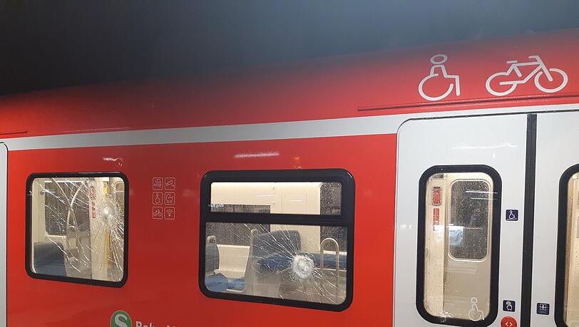 Die beschädigte S-Bahn am Grafinger Bahnhof. Die beschädigte S-Bahn am Grafinger Bahnhof.