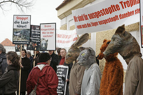 25 Demonstranten protestierten gestern noch einmal gegen den Abschuss Brunos.
