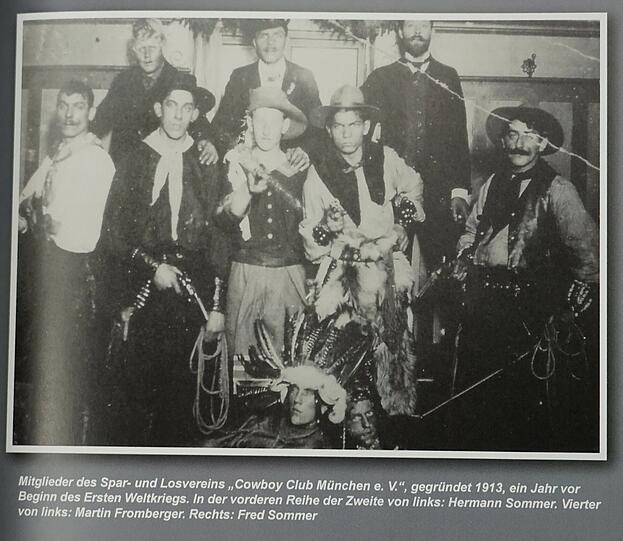 Die Mitglieder des &bdquo;Cowboy Club München e.V.&ldquo;. Der zweite vorne links: Hermann Sommer, rechts Fred Sommer.