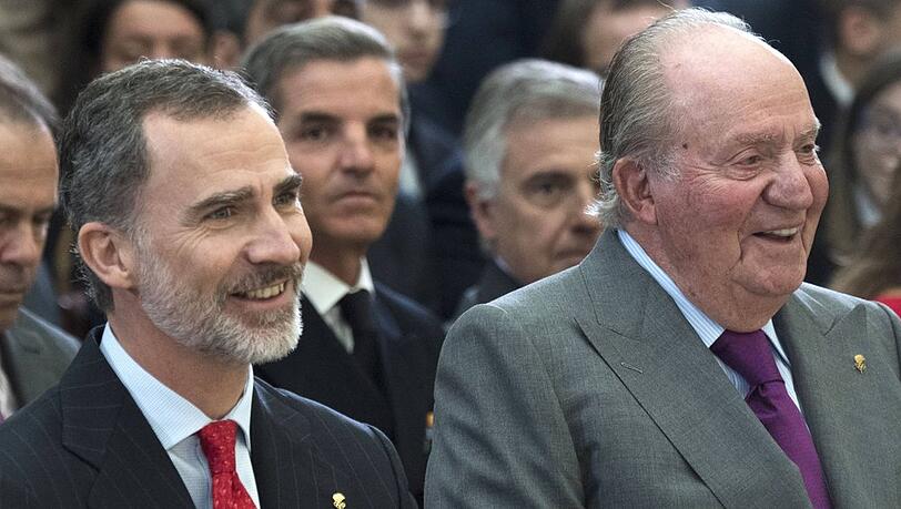 König Felipe VI. und Altkönig Juan Carlos I. bei einem gemeinsamen Auftritt im Jahr 2019.