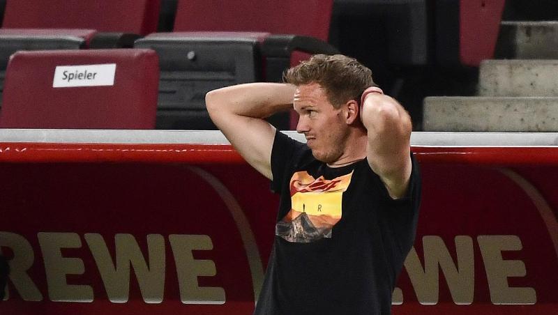 Tigerte beim Spiel in Köln an der Seitenlinie entlang: Leipzigs Trainer Julian Nagelsmann. Tigerte beim Spiel in Köln an der Seitenlinie entlang: Leipzigs Trainer Julian Nagelsmann.