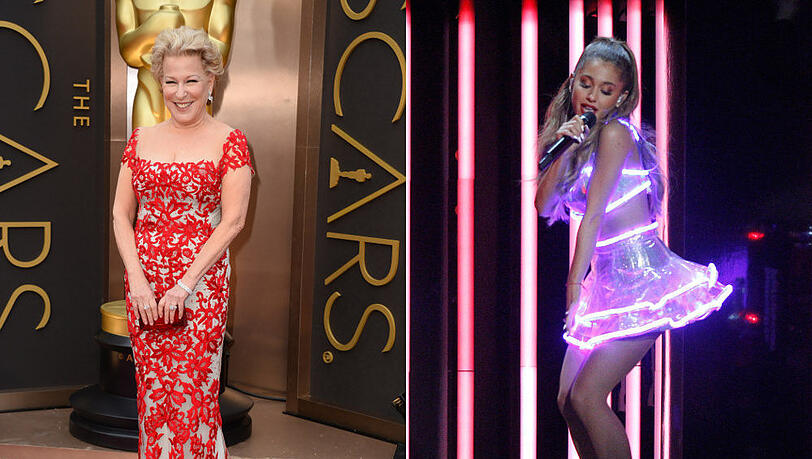 Größen im Showgeschäft: Schauspielerin Bette Midler und Sängerin Ariana Grande Größen im Showgeschäft: Schauspielerin Bette Midler und Sängerin Ariana Grande