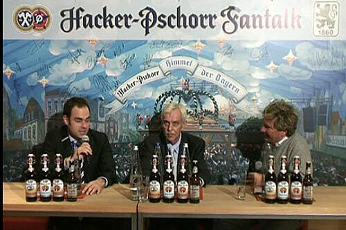 Stefan Schneider (r.), Robert Schäfer (l.) und Dieter Schneider beim Hacker-Pschorr-Fantalk