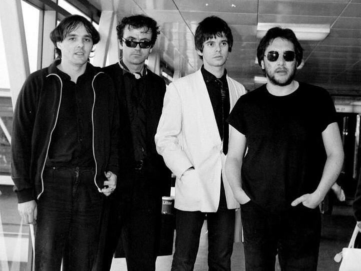 The Stranglers mit Dave Greenfield, (l-r), Hugh Cornwell, Jean-Jacques Burnel und Jet Black 1980 in London.