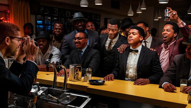 Cassius Clay, fotografiert von Malcolm X, feiert seinen Weltmeistertitel und wird bald Muhammad Ali sein.