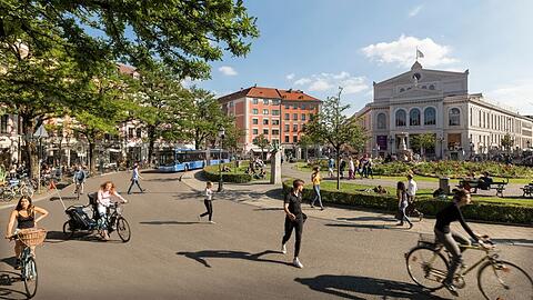 Ein Gärtnerplatz ohne private Pkw, sondern nur für Busse, Fußgänger und Radfahrer. So stellen sich die Grünen im Rathaus den Platz vor.