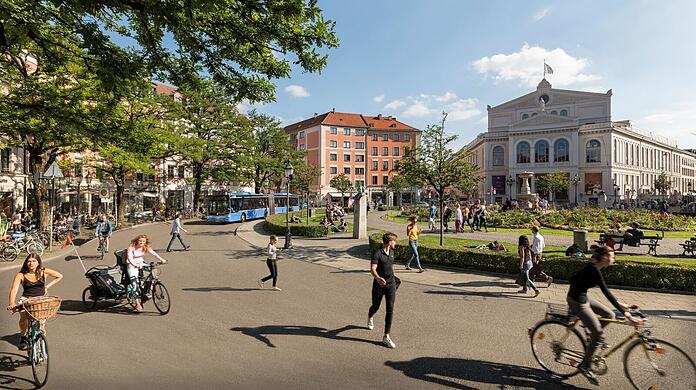 Ein Gärtnerplatz ohne private Pkw, sondern nur für Busse, Fußgänger und Radfahrer. So stellen sich die Grünen im Rathaus den Platz vor.