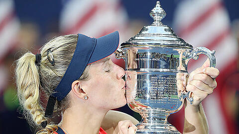 Angelique Kerber feiert ihren sensationellen Sieg bei den US Open 2016.