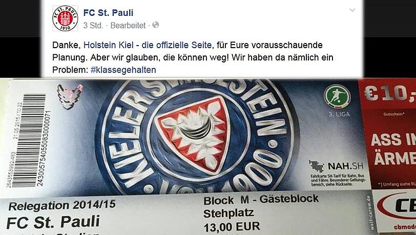St. Pauli bedankt bei Holstein Kiel für die vorausschauende Planung für dieses Ticketdesign St. Pauli bedankt bei Holstein Kiel für die vorausschauende Planung für dieses Ticketdesign