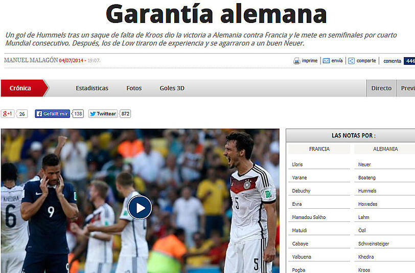 Die spanische "Marca" bringt es auf den Punkt: "Mats Hummels - die deutsche Garantie"