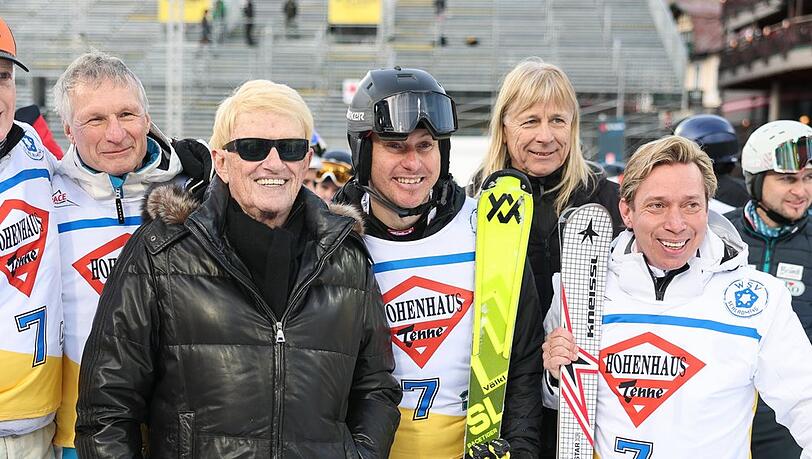 Heino (l.) und sein Manager (r.) beim Charity-Rennen am Montag in Schladming.