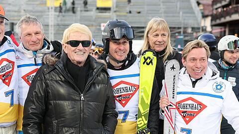Heino (l.) und sein Manager (r.) beim Charity-Rennen am Montag in Schladming.