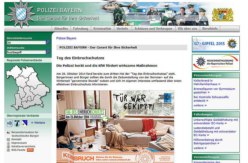 Auch der Online-Auftritt der Polizei Bayern war mehrere Stunden down.